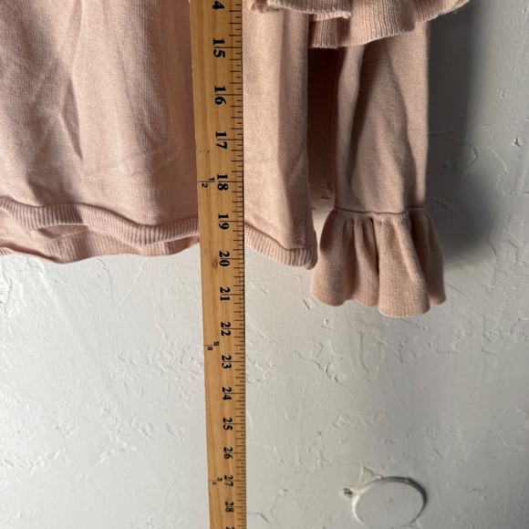 Cinq a Sept Beige Pink Silk Cashmere Ruffle Sweater XS Coquette Romantic - Picture 11 of 11